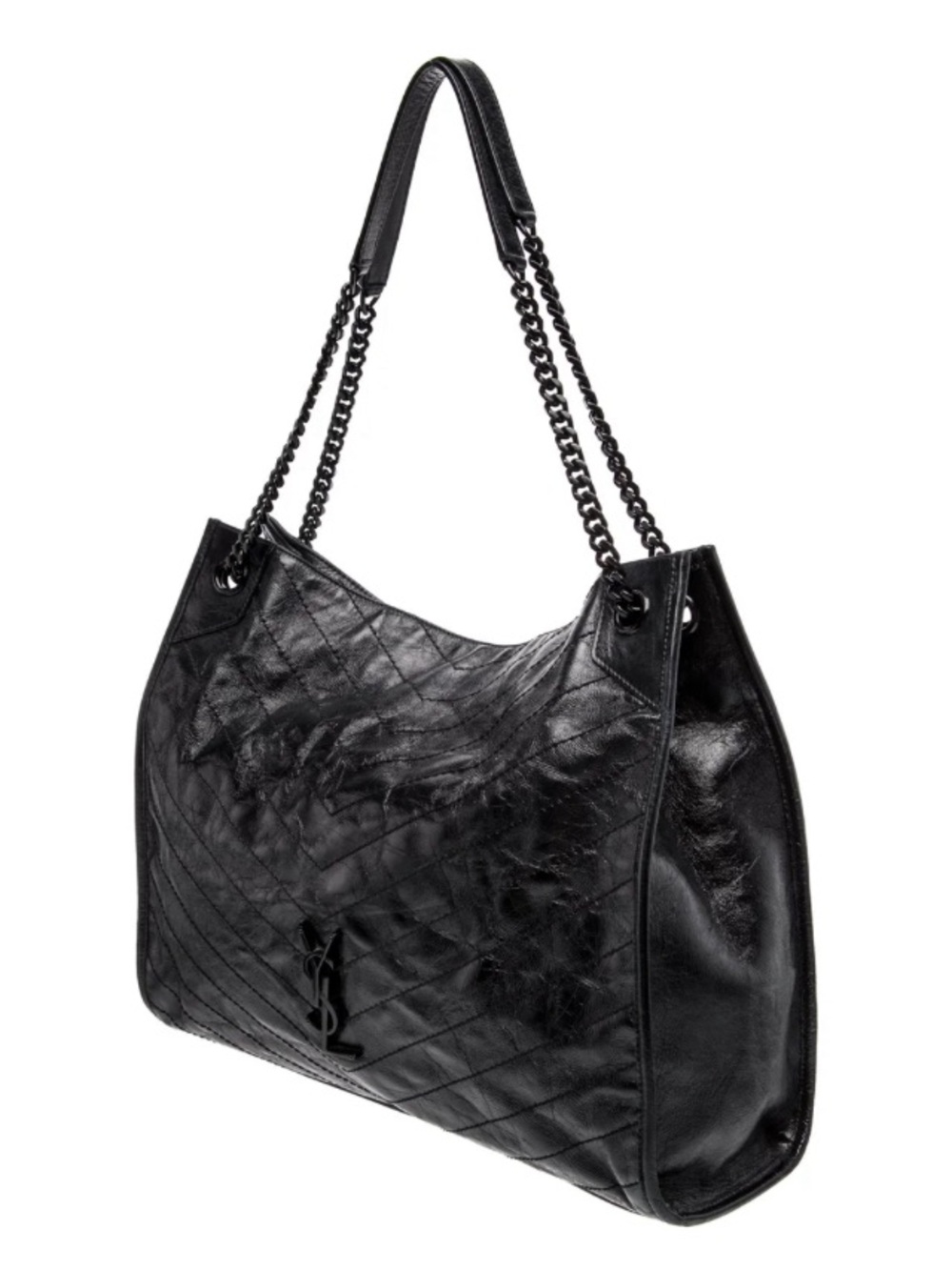 Saint Laurent YSL Niki Shopping Bag Black Vintage Calfskin with Silver Hardware - Picture 3 of 9